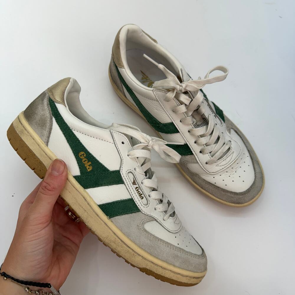 Gola Hawk Sneakers in Green Gray White 7.5